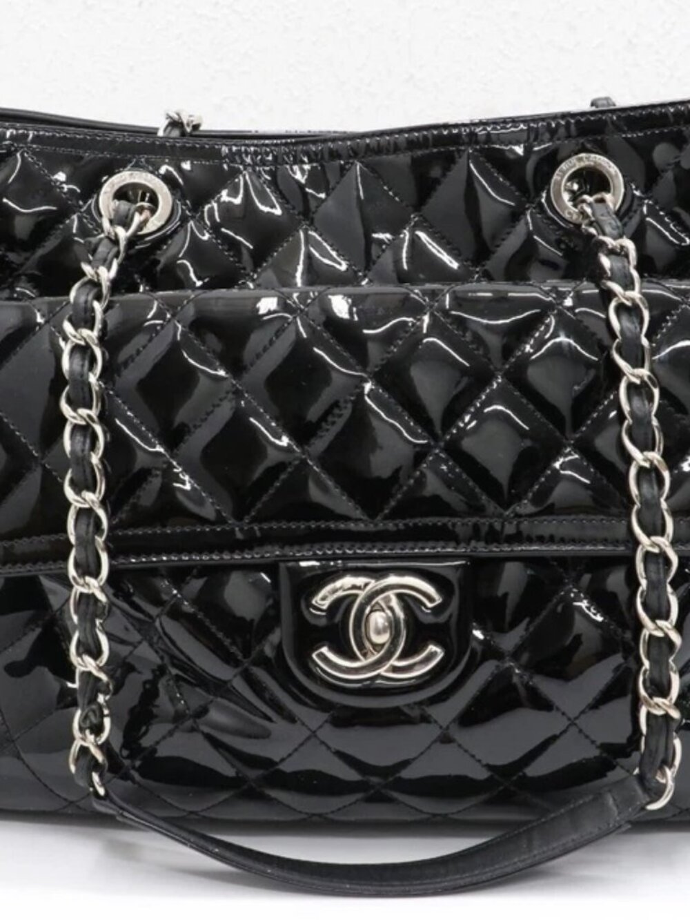 Chanel Coco Shine Tote Quilted Patent Black